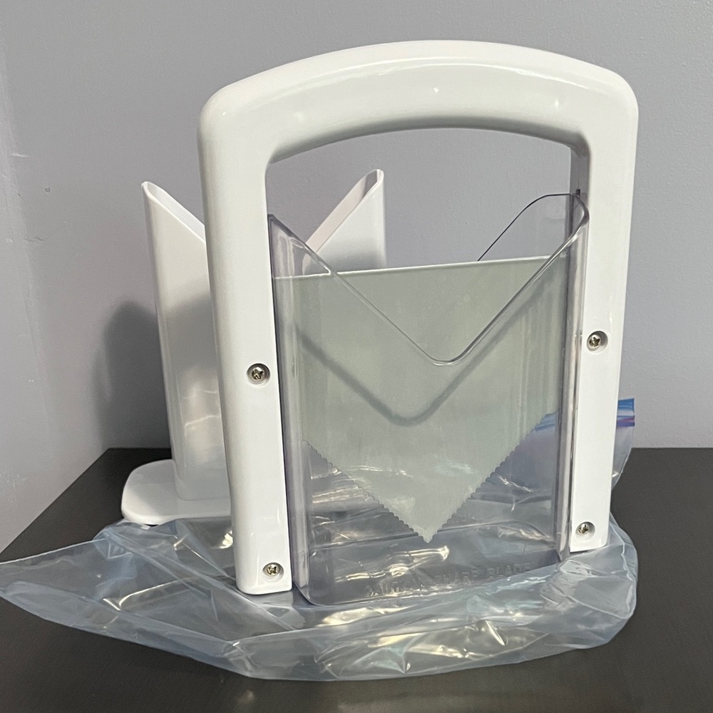 Bagel Slicer Guillotine Cutter White and Clear Handy Kitchen Tool Accessory